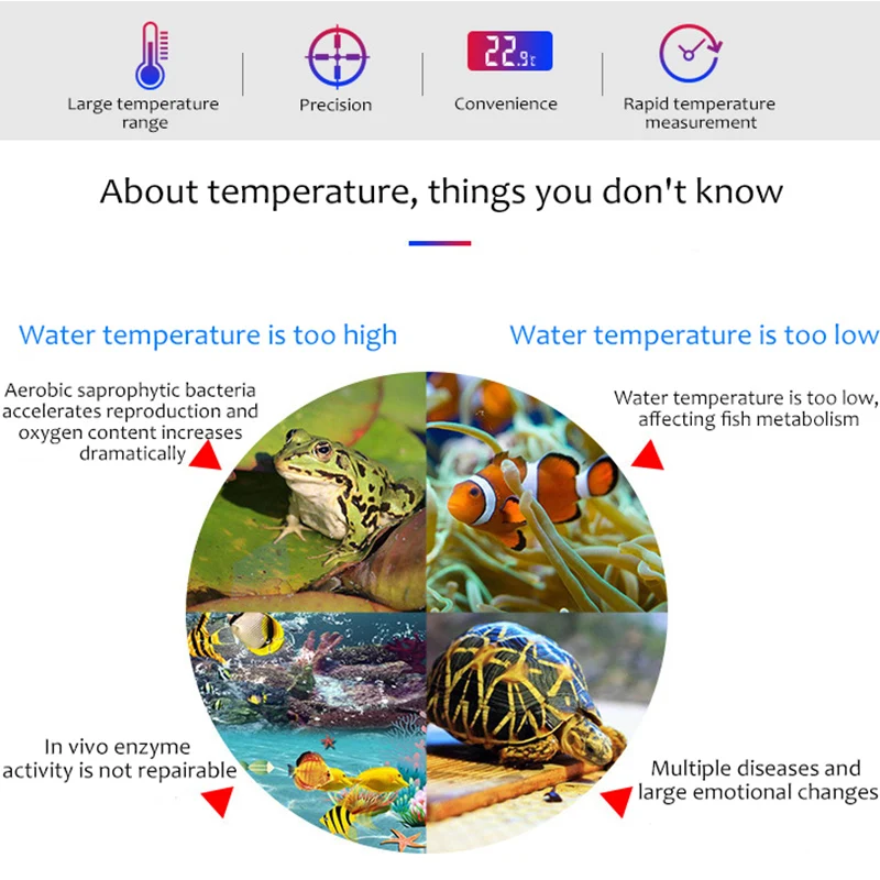 Waterproof Digital LCD Fish Tank Thermometer Underwater Temperature Monitor with Suction Cup 1pc |