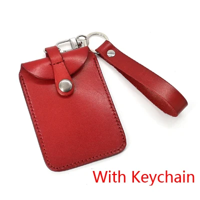 Red--Keychain Alisara Lanyards держатель для Id бейджа бирка для Id карты вертикальный Стильный чехол из натуральной кожи держатель для карт выдвижной ремешок - Цвет: Red--Keychain