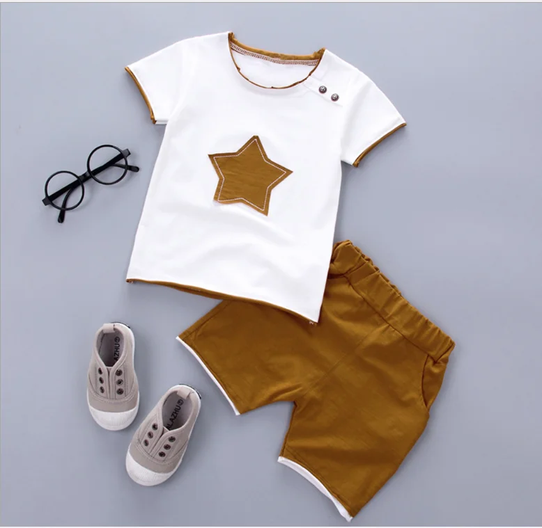 Комплекты для маленьких мальчиков и девочек летние комплекты одежды из 2
