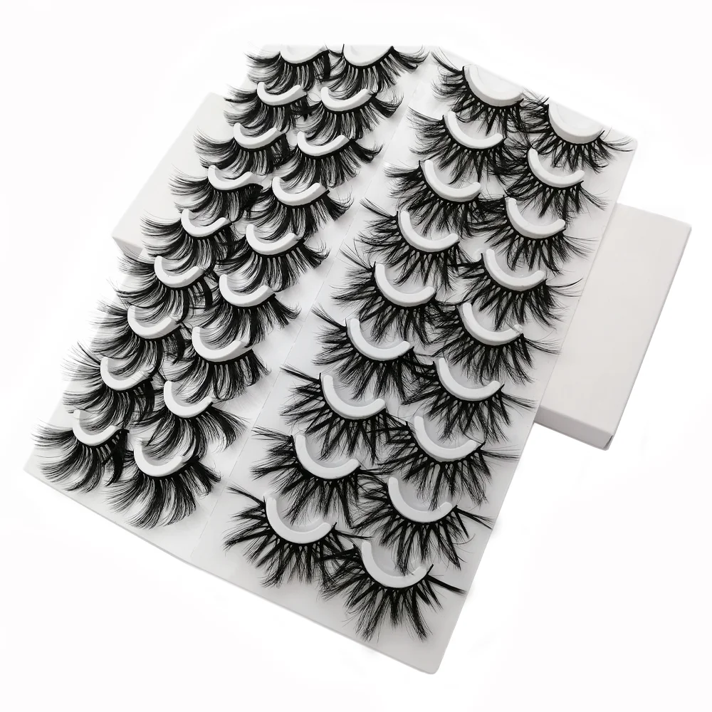 

10 / 16 / 18 Pairs Faux Mink Eyelashes 22mm Wispy Fluffy Cross Soft Natural Long Fake Lashes Reusable Cruelty Free Makeup Tools