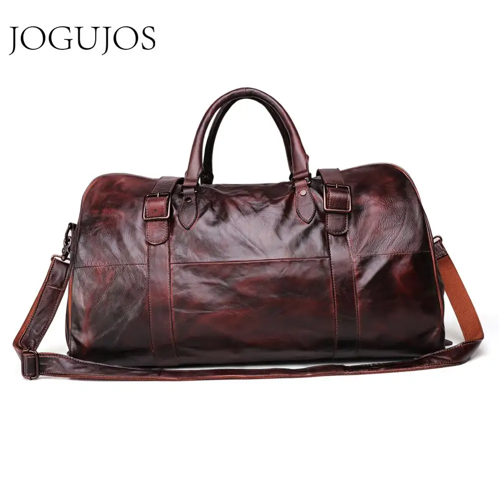 Мужская Дорожная сумка JOGUJOS из натуральной кожи вещевой мешок чемодан на плечо