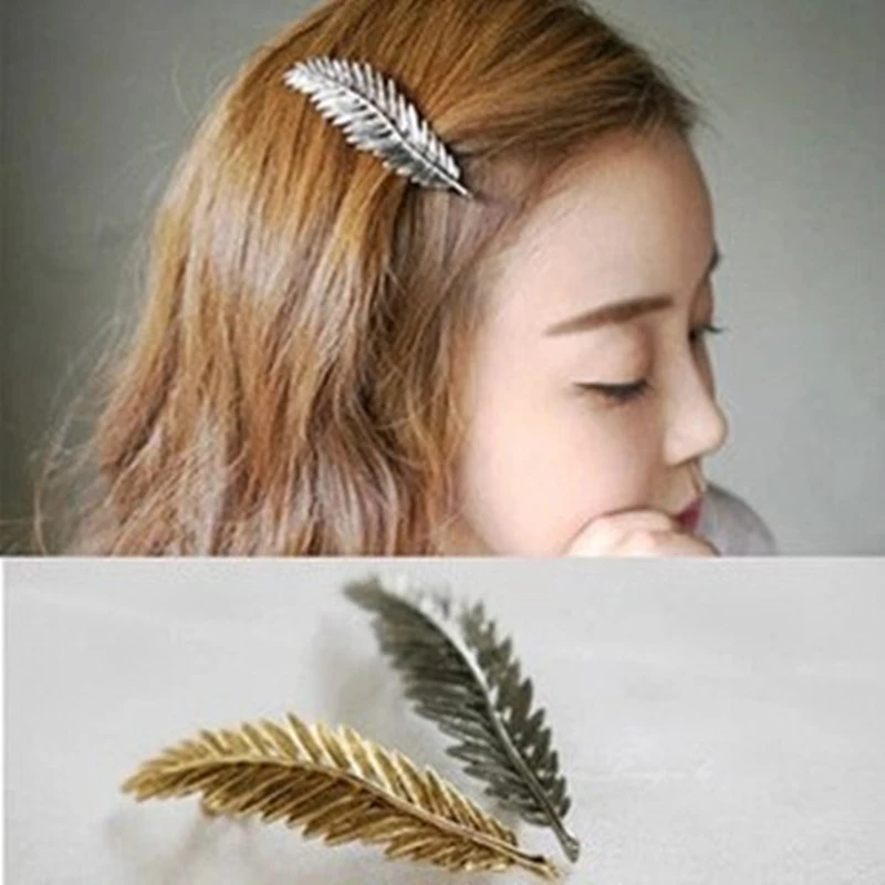 Модные заколки для волос в винтажном стиле металлическая заколка форме листьев