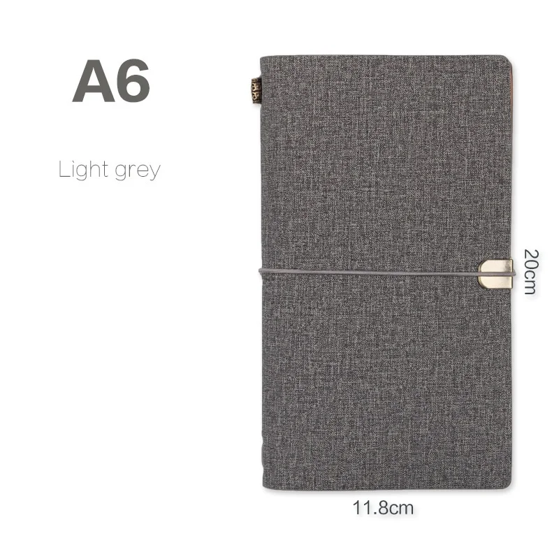 light grey A6 карманный Журнал Ноутбук Ретро PU кожаный планировщик дневник на спирали DIY Бизнес Офис Padfolio - Цвет: light grey