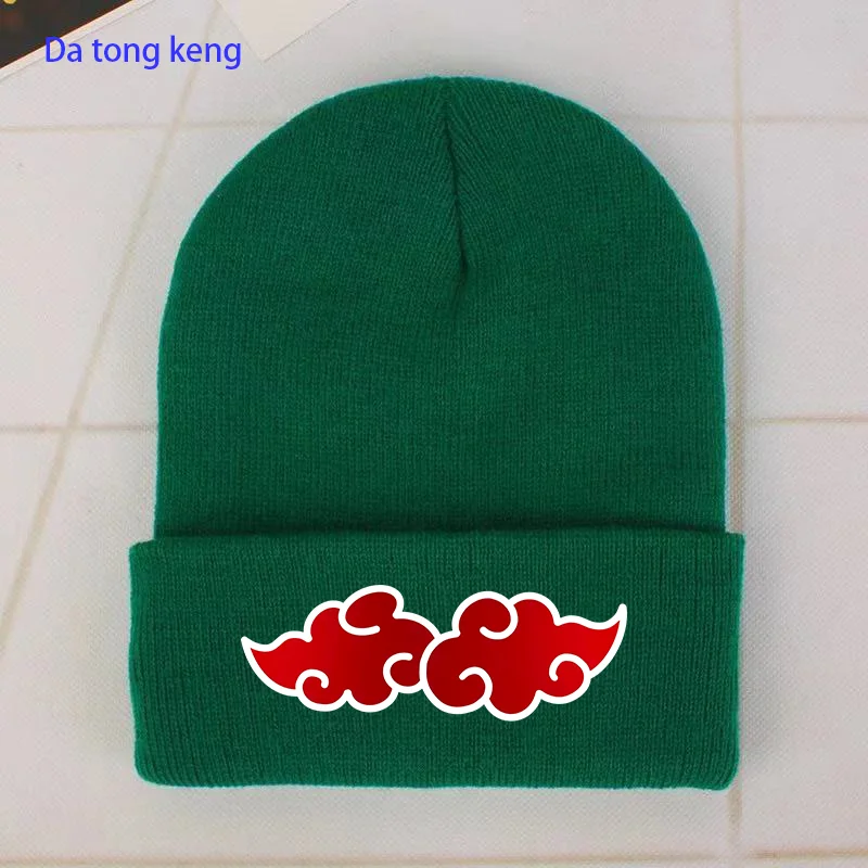 

Japanese New Anime Naruto Red Cloud Unisex Cartoon Wool Turtleneck Cap 90s Womens Hats Cartoon Beanies