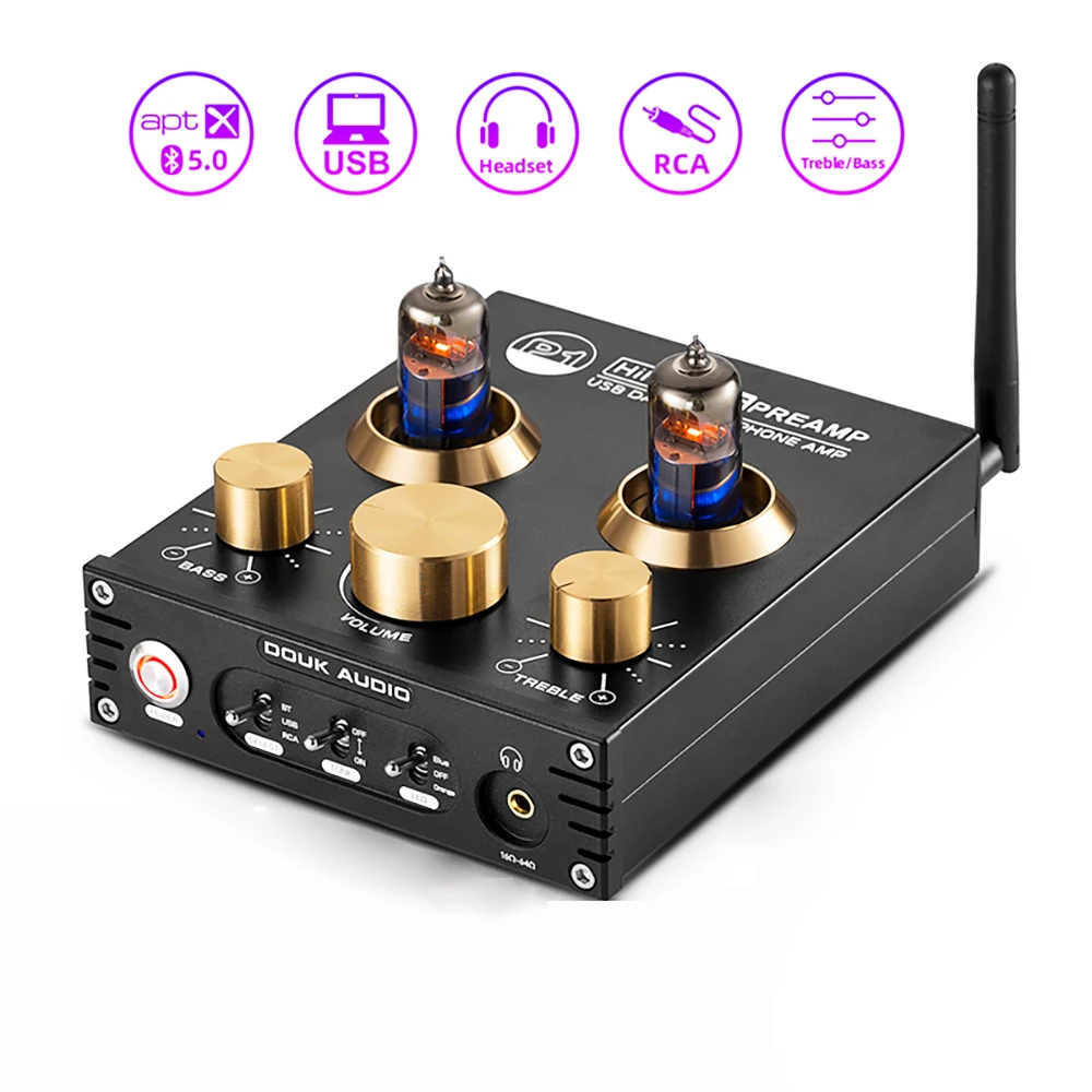 

Bluetooth 5.0 HIFI 6J5 valve tube preamplifier bass preamplifier stereo audio headphone amplifier USB DAC APTX