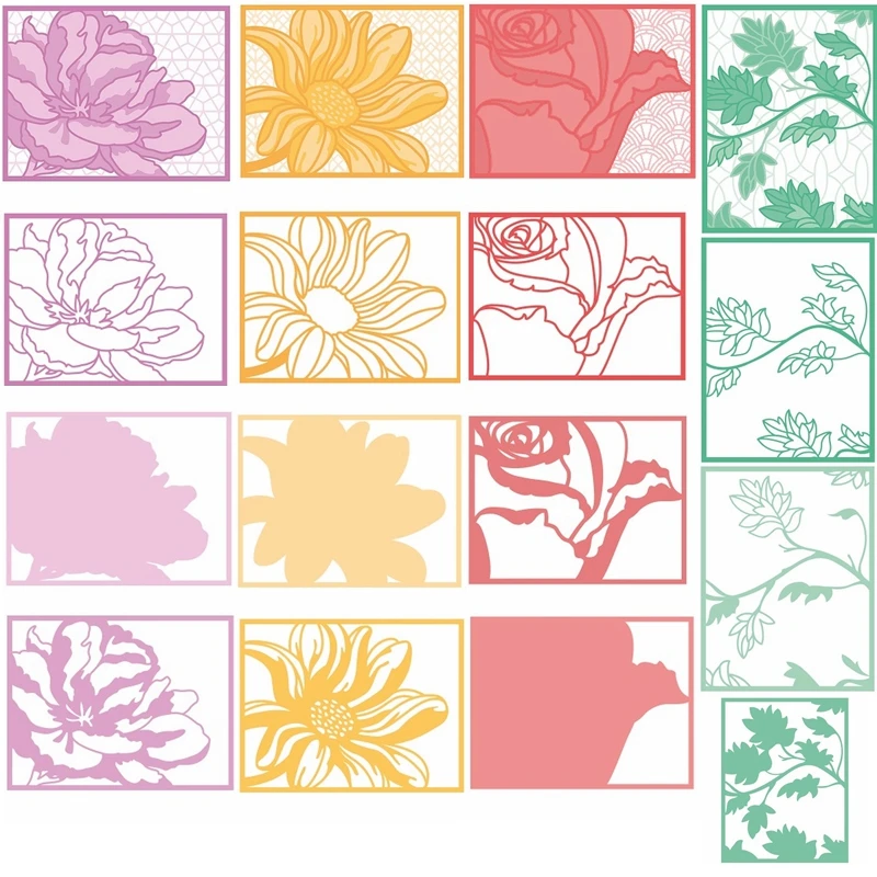 Квадратная рамка Бабочка павлин Подсолнух роза птица металлические Вырубные