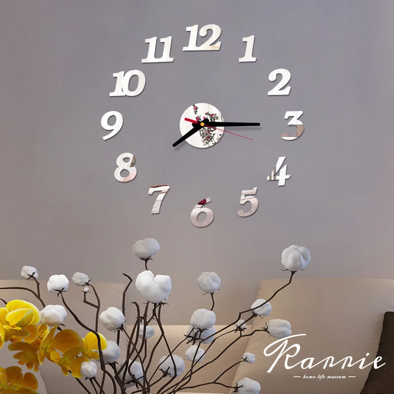 

One Set DIY Creative Digital Acrylic Wall Clock Frameless Mirror Stickers Modern Art Decal Home Decor Modern Decor 40cm