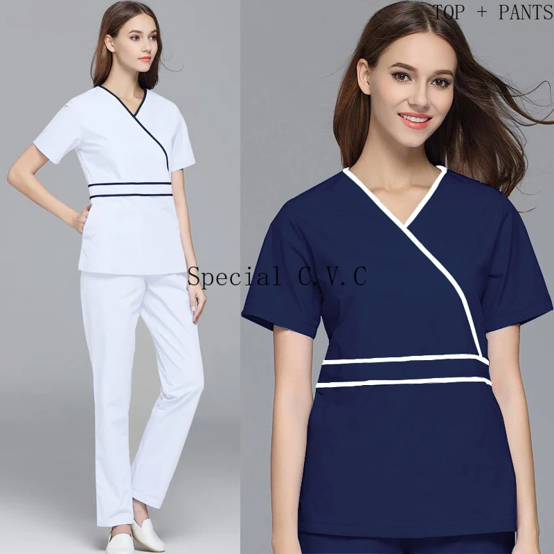 

Медицинская униформа для женщин, рабочая одежда для кормления, хирургический костюм с ложной оберткой и V-образным вырезом, скраб-топ, рабоч...