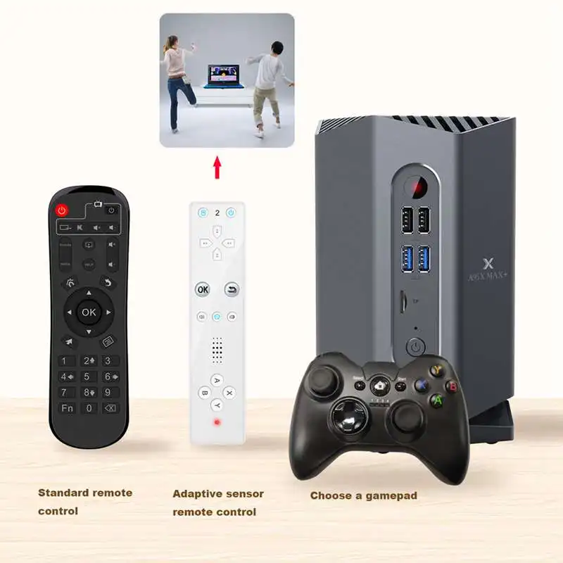 ТВ-приставка A95X Max Plus Android 9.0 Amlogic S922X 4 Гб RAM 64 ГБ ROM 5G Wi-Fi BT 2 с датчиком геймпадом bluetooth