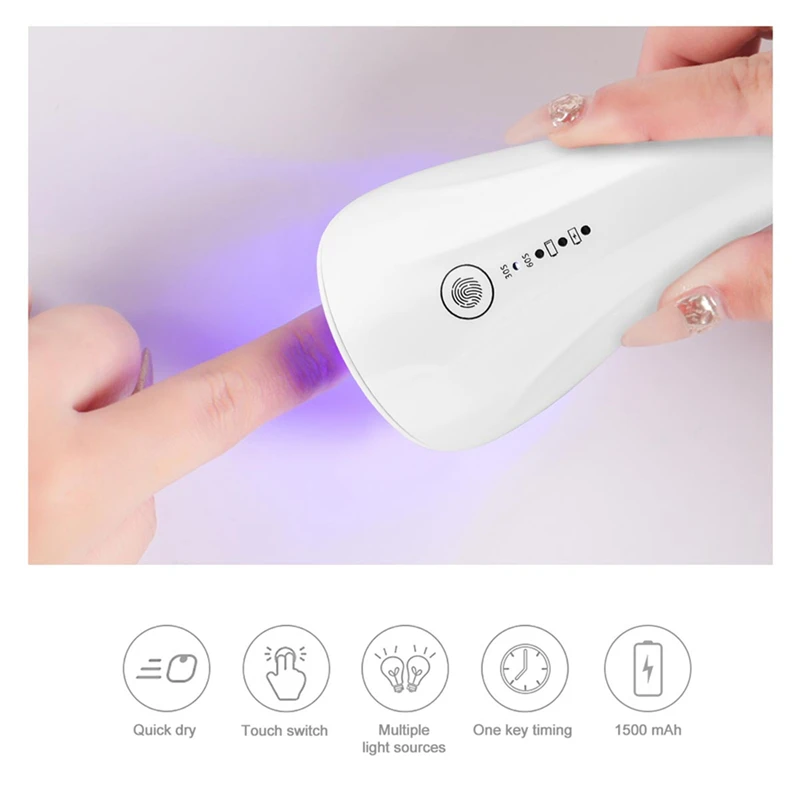 

2 In 1 Mini Nail Eyelash Dryer 3 UV LED Lamp Timer Auto Sensor For Drying Gel Polish Rechargeable Quick-drying Nail Art Lamp 50