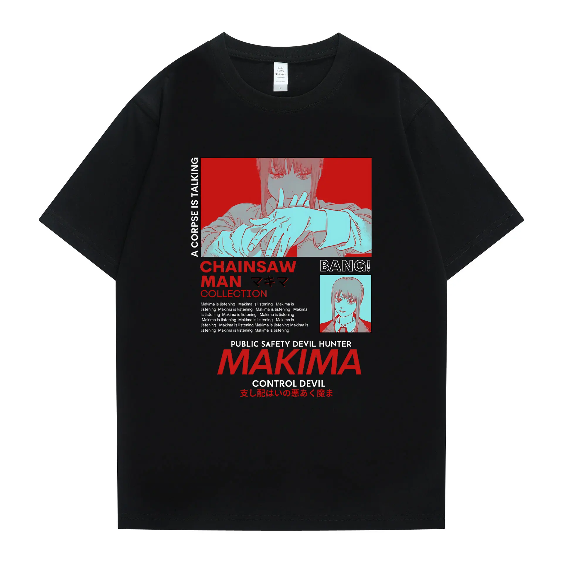 

Japanese Streetwear Manga Printing Tshirts Anime Chainsaw Man T-shirts Cartoon Pochita Makima Loose Men's T-shirt Oversized Tops