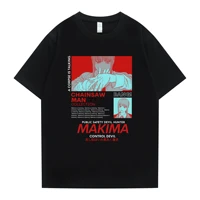 japanese streetwear manga printing tshirts anime chainsaw man t shirts cartoon pochita makima loose mens t shirt oversized tops