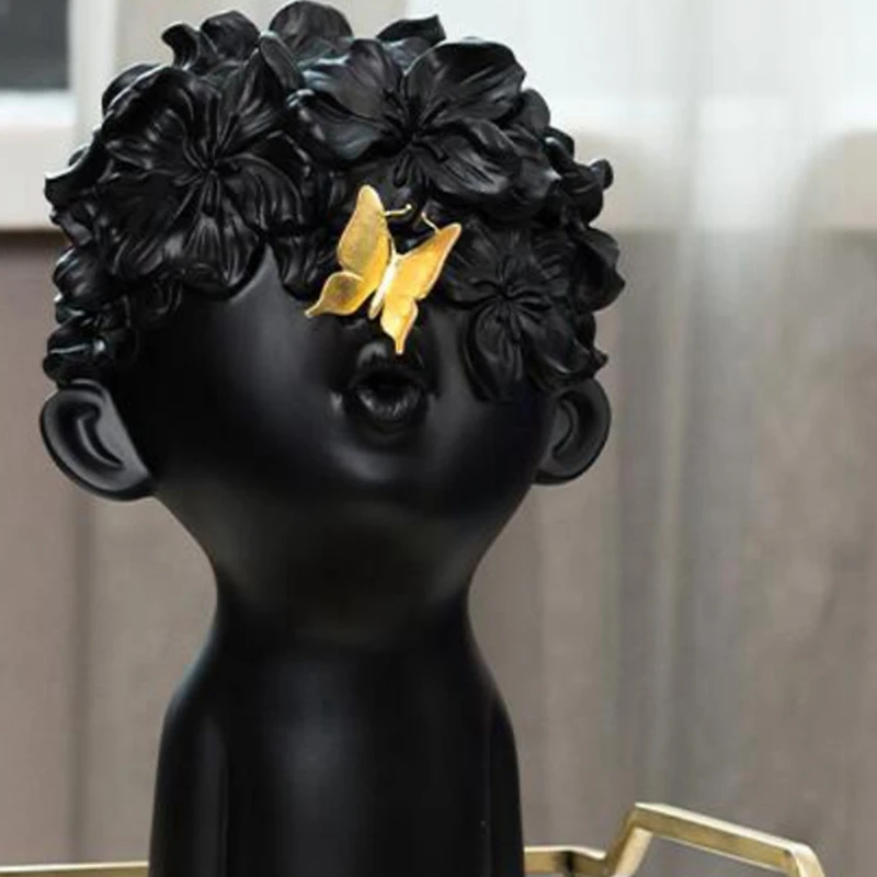 

Resin Figurines Cute Boy Sculpture Home Furnishing Decoration Crafts Coffee Bar Living Room Ornaments