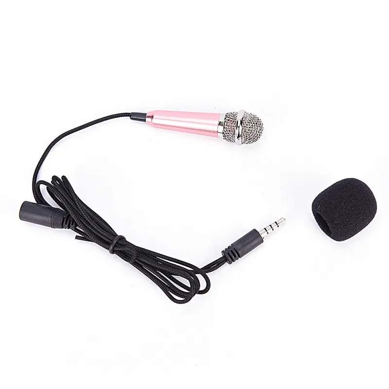 

4 Color Mic KTV Karaoke Mini Microphone For Cell Phone Portable 3.5mm Stereo Studio Laptop PC Desktop 5.5cm*1.8cm