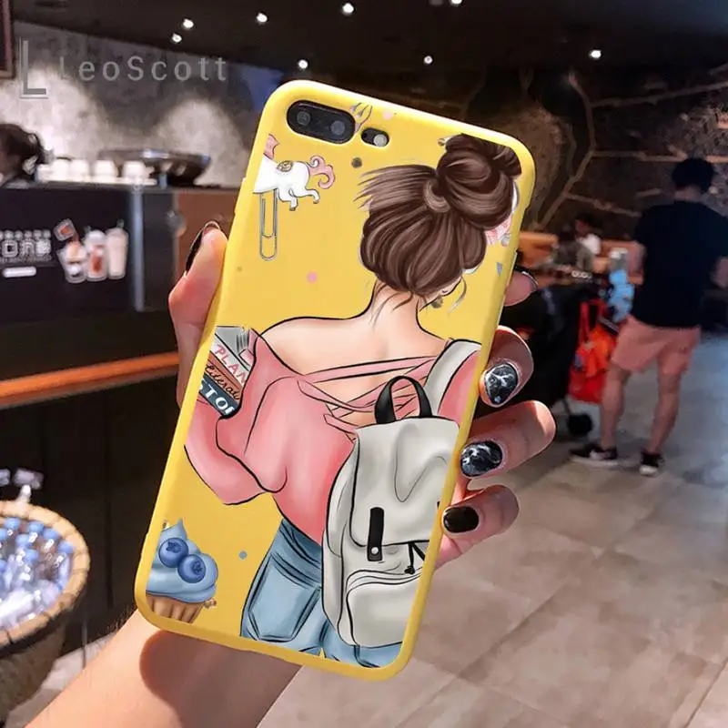 

Fashion Girl Queen High Heels Phone Case Yellow Candy Color for iPhone 6 7 8 11 12 s mini pro X XS XR MAX Plus
