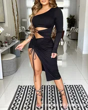 2022 spring new women's split sexy party dress (2)