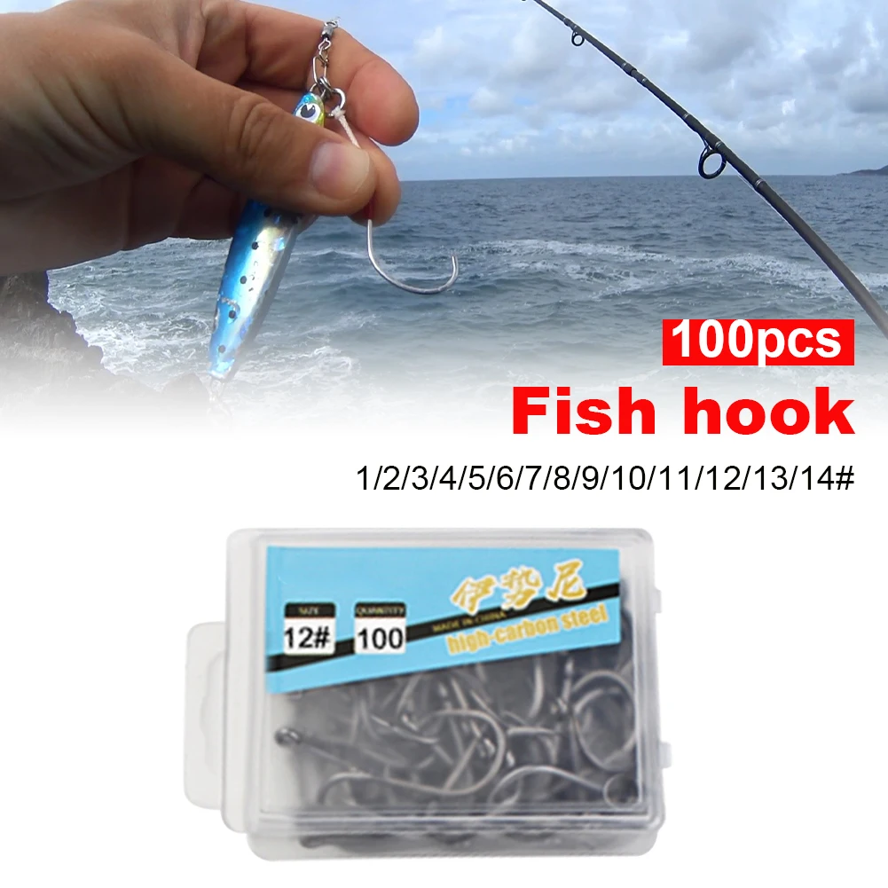 

New70-100pcs ISEAMA Fishing Hooks Set Barbed High Carbon Steel With Eye 1-14# Single Circle Carp Hook FishingTackleAccessories