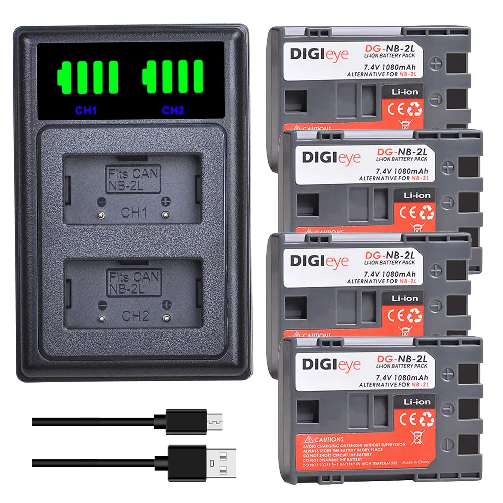 Зарядное устройство с двумя светодиодный-портами 4 шт. для Canon EOS 400D S80 S70 S50 S60 350D G7 G9