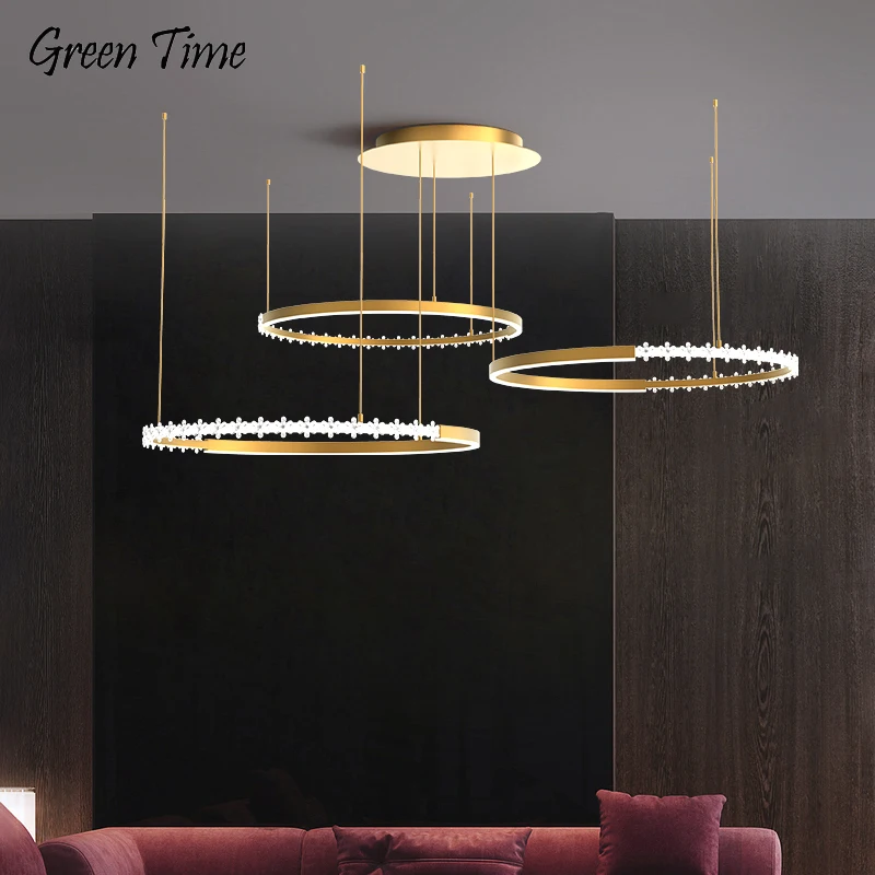 

Круглый светодиодный подвесной светильник с кольцом, комнатный декоративный светильник для столовой, кухни, гостиной, новый современный до...