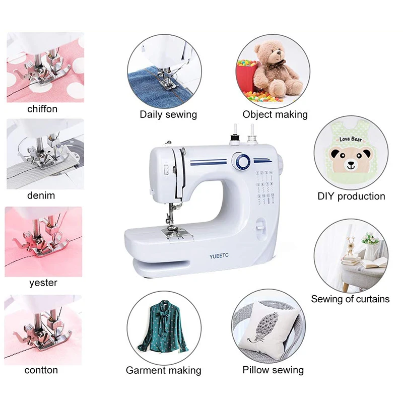 

Portable Sewing Machine Mini Electric Beginners Household Crafting Mending Sewing Machines 12 Built-in Stitches Same Supermarket