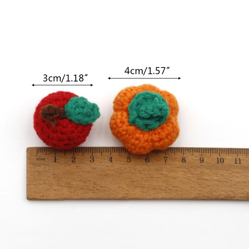 

Handmade Crochet Pumpkin/Fruit Chewable Knitting Wool Beads DIY Baby Pacifier Chain Accessories Infant Newborns Teether Toy Gift