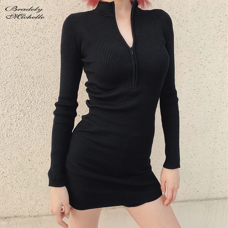 Vestidos verano Элегантные Осенние женские новые пикантные Эластичные Мини вязаное