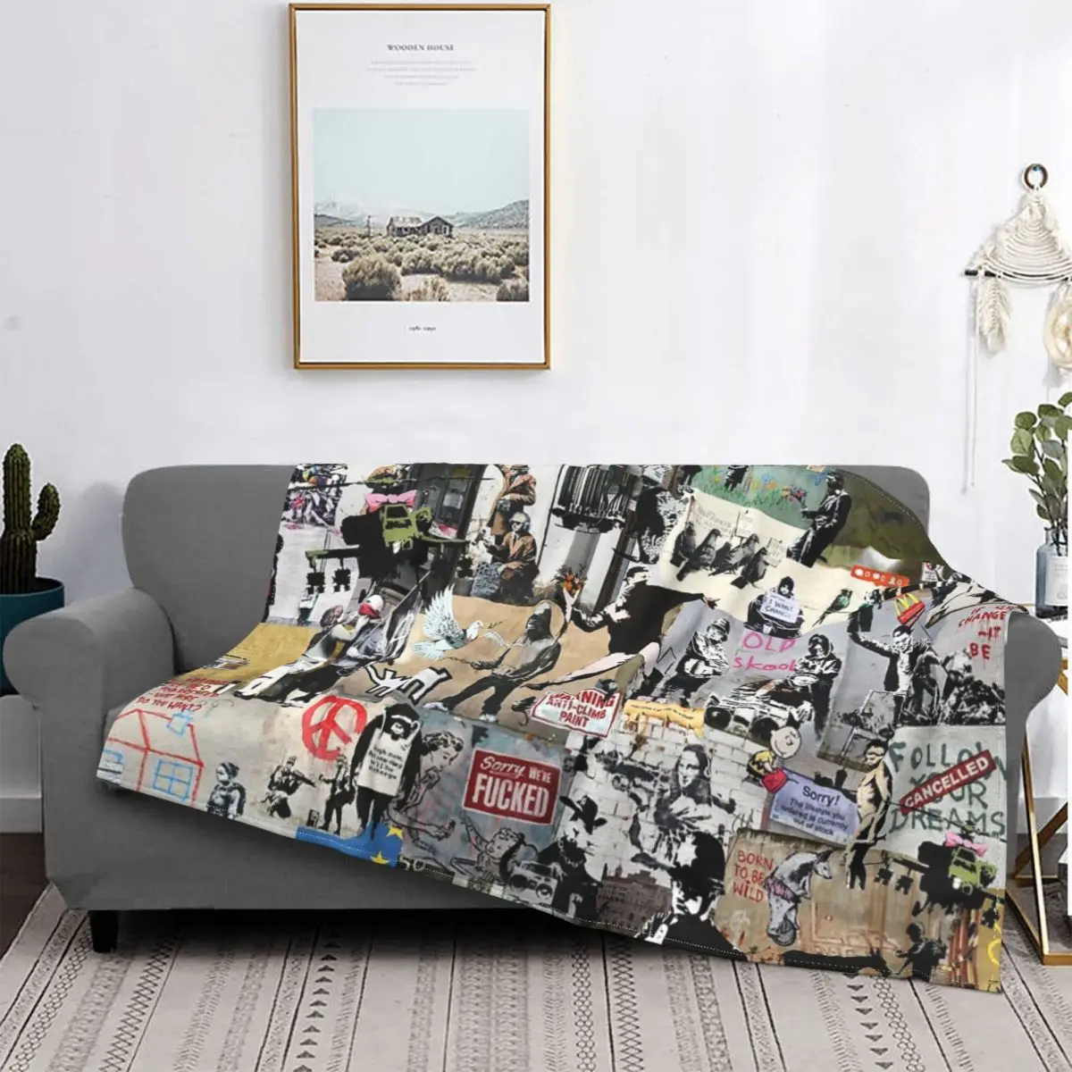 

Одеяло с коллажем Banksy, покрывало для кровати, плед, пляжное покрывало, Детское покрывало