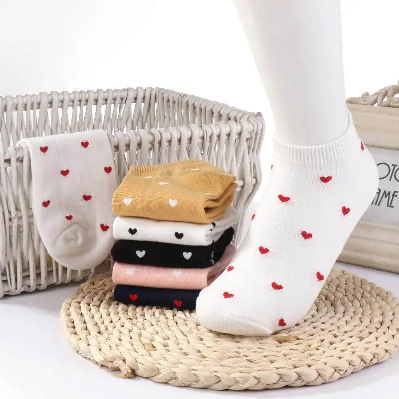 

4pais/lot Women Socks Short fashion Love Heart Cotton Ankle Socks Korean Style Kawaii Bielizna Erotyczna Sokken Femme Sock