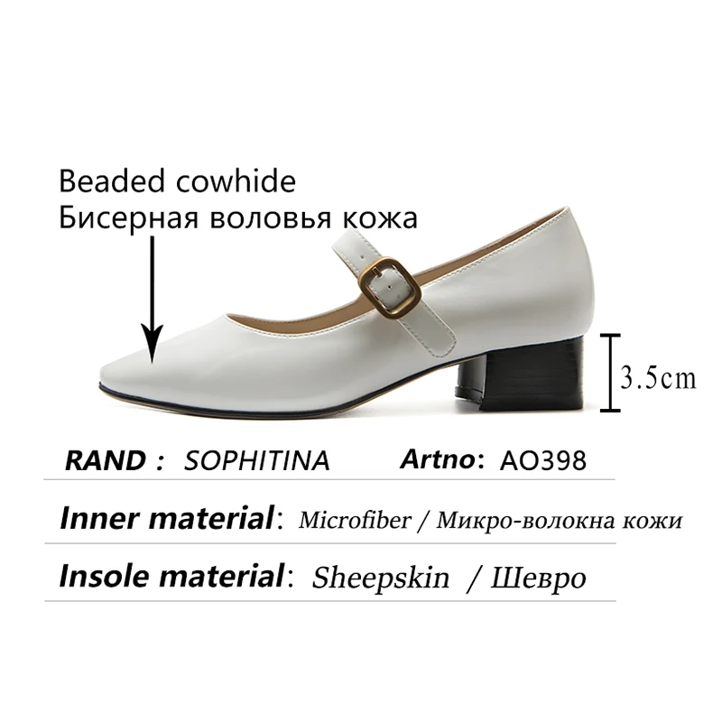 

SOPHITINA Classic Female Pumps Concise Cow Leather Square Buckle Heel Shoes TPR Square Toe Handmade Daily Wild Women Shoes AO398