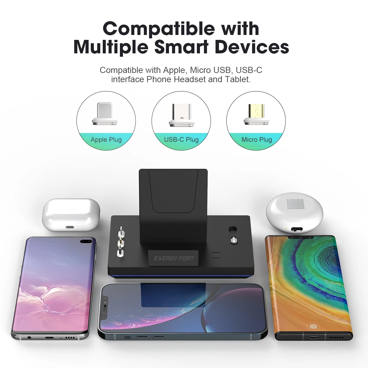 Tanie ENERGY FORT Super Szybkie ładowanie Maks. 66W Magnetyczna Stacja Dokująca Do ładowarki Huawei Mate40 Pro Honor V40 40W Stacja Stojąca 3 W 1