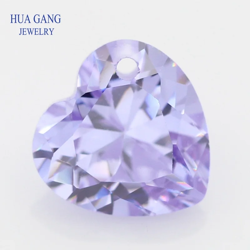 

Single Hole AAAAA Heart Shape Lavender Cubic Zirconia Stone For Jewelry Making 4x4~12x12mm High Quality CZ