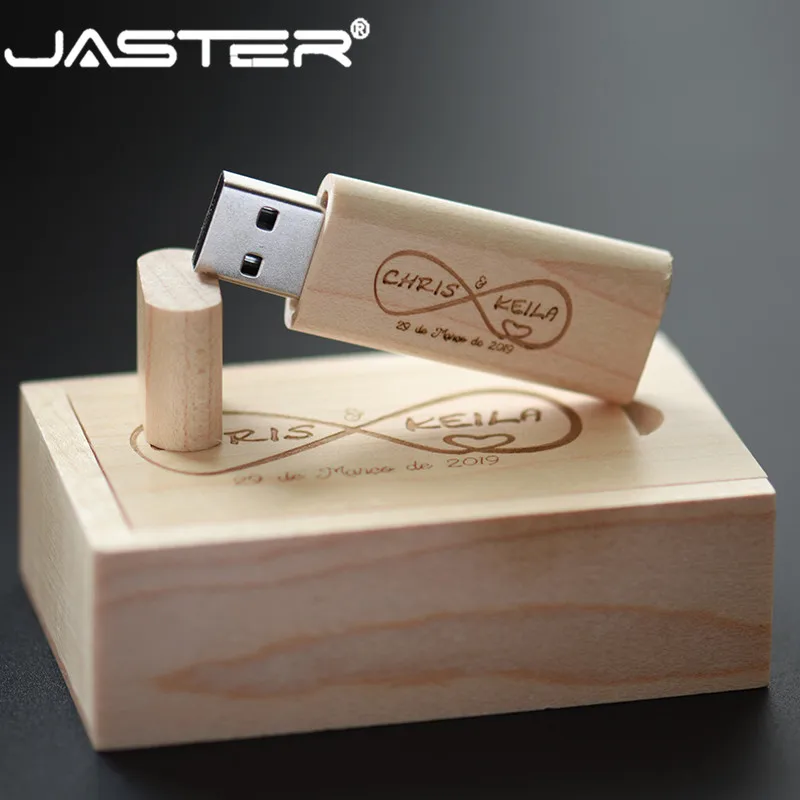 

JASTER Wood Box 2.0 Pendrive 4GB USB Flash Drive 8GB Pen Drives 16GB U Disk 32GB Maple Wood 64GB Free LOGO Photography Gifts