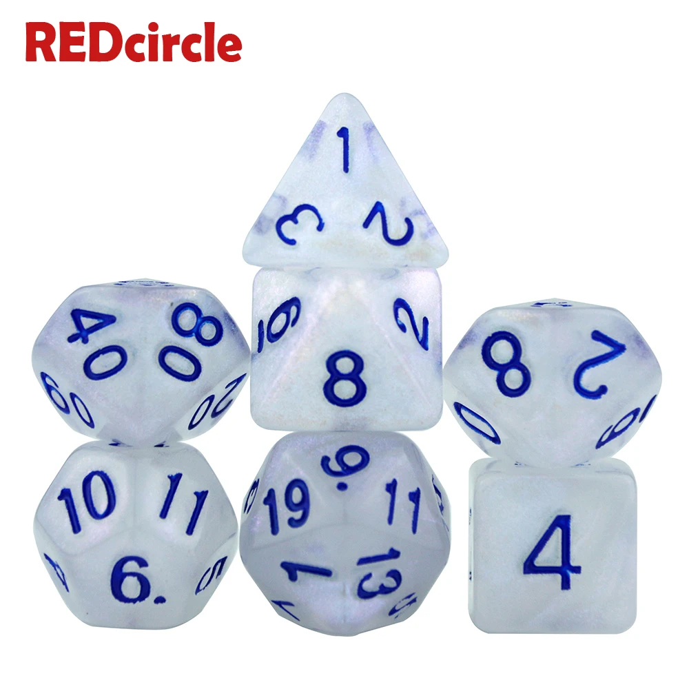 Уникальный и блестящий 7 шт./компл. набор костей для ролевых игр D4 D6 D8 D10 % D12 D20 TRPG DnD