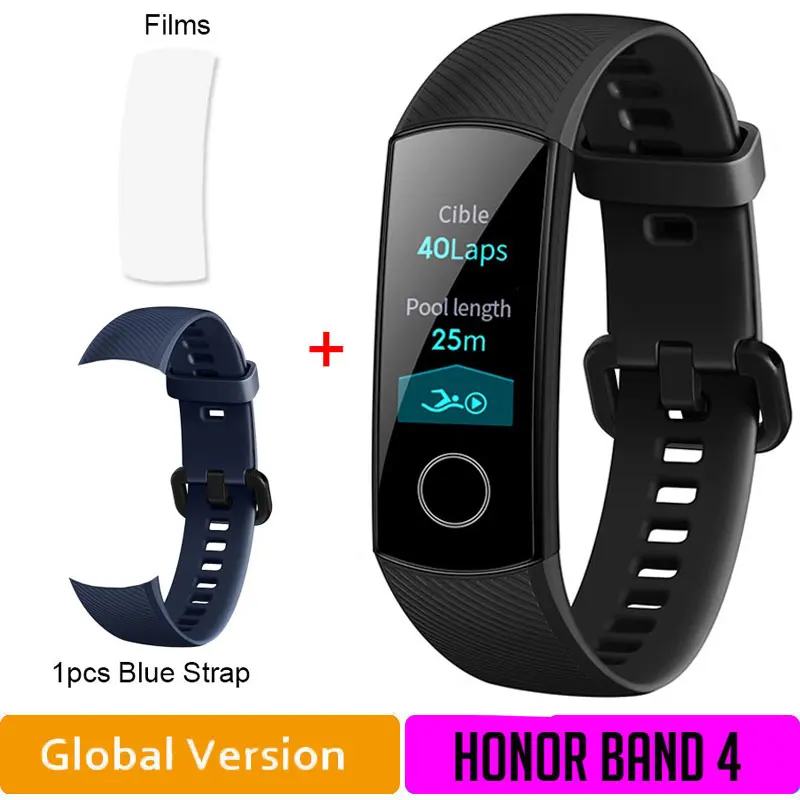 GLBlack4moDB Глобальная версия HONOR Band 4 фитнес-браслет трекер спортивный ремешок в реальном времени трекер активности Смарт-носимое устройство(подставка - Цвет: GLBlack4moDB