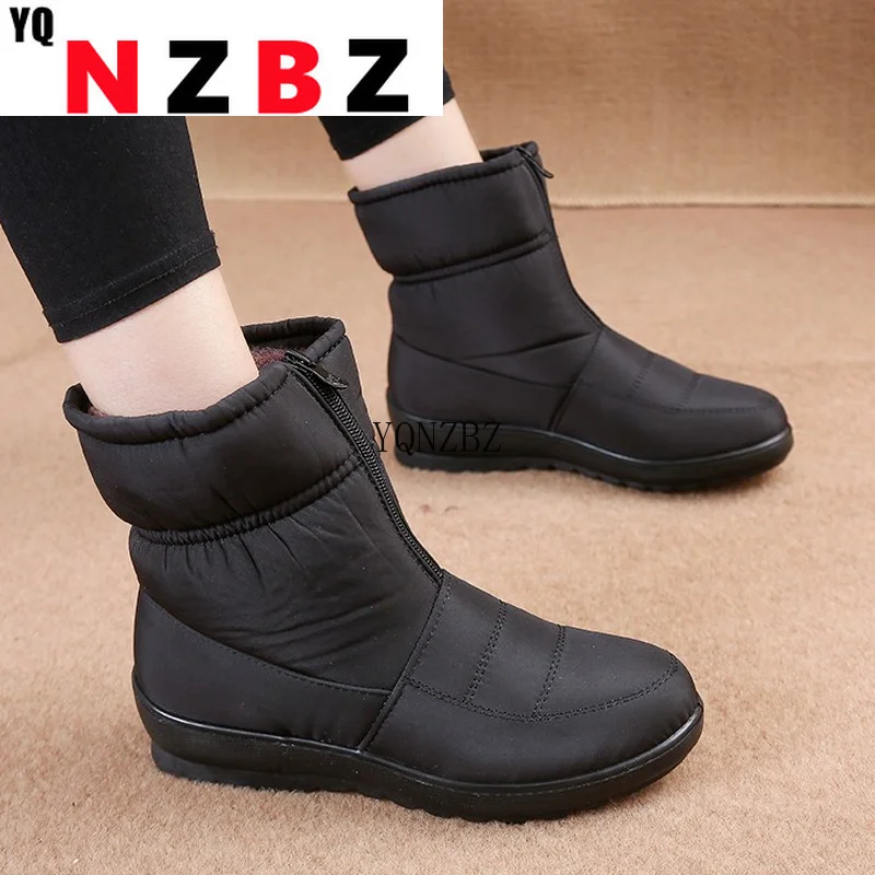 

2021 New Warm Plush Fur Comfortable Ankle Boots Women Shoes Waterproof Zipper Footwear Woman Winter Shoes Female Snow Boots