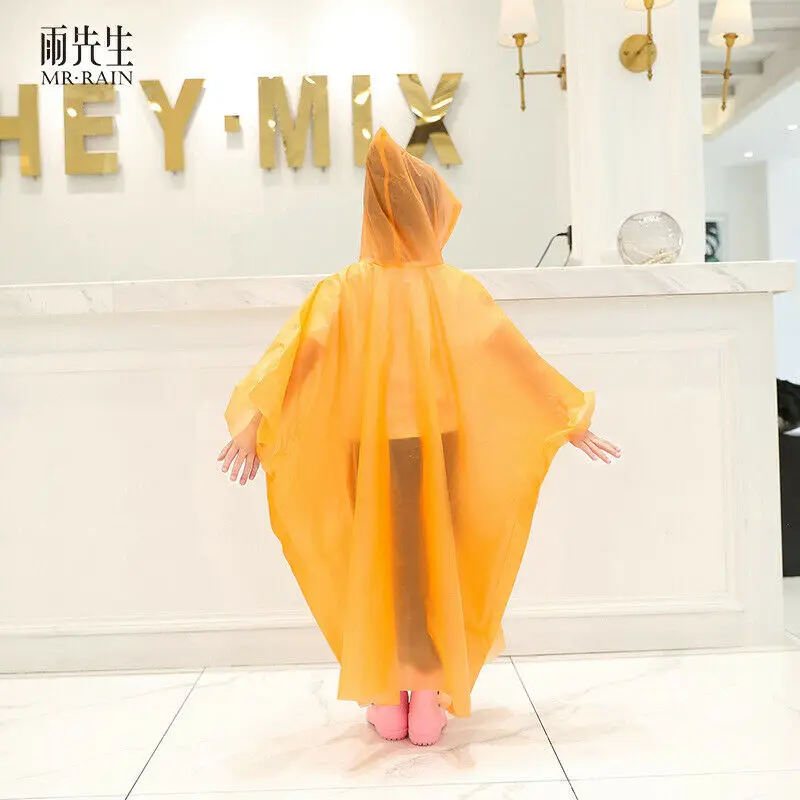 Orange Child Модные женские мужские и взрослые EVA окружающей среды прозрачный плащ с капюшоном для дождевик непромокаемый дождевик водонепроницаемый пончо - Цвет: Orange Child