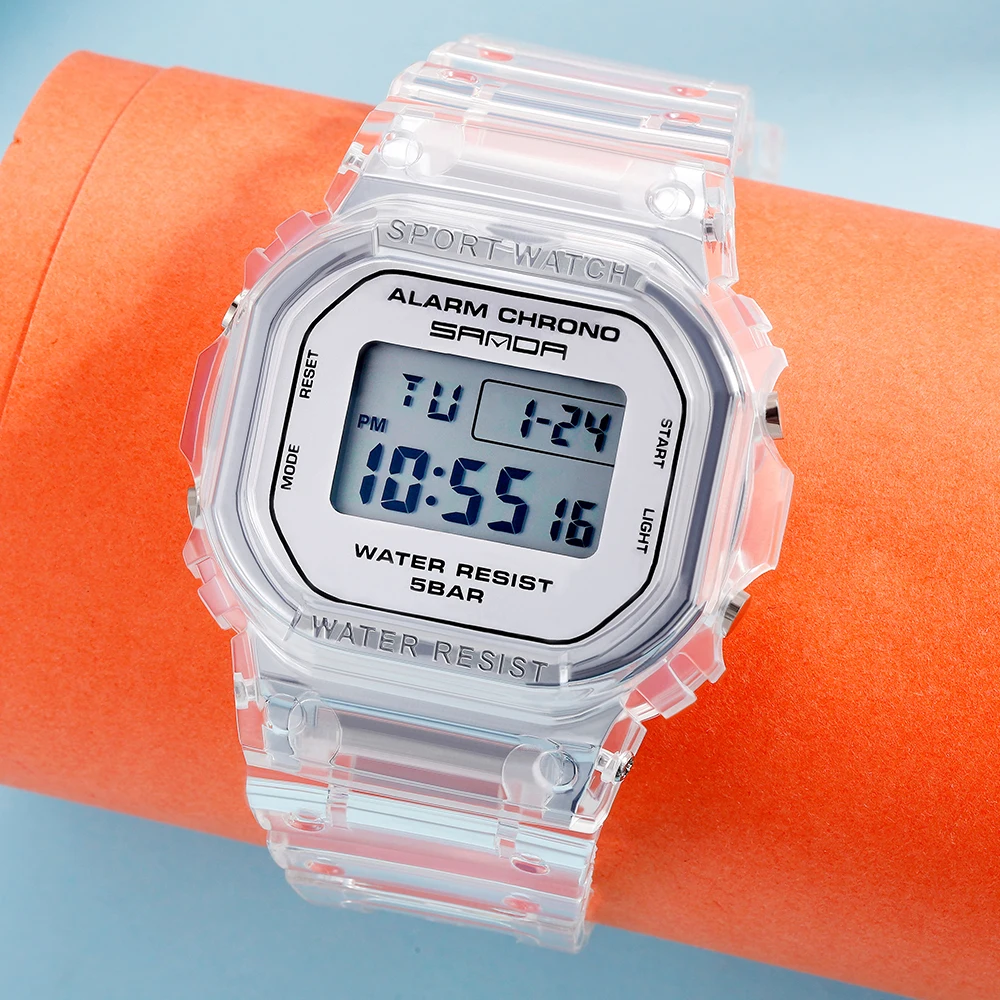 

Sanda Transparent Watch Lover Watches Men's Digital Wristwatch and Ladies Electronic Sports Watches amante relógios 2019 Clock