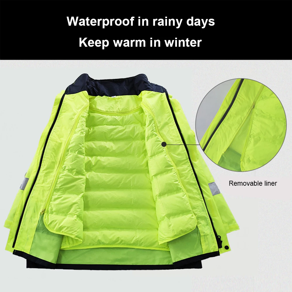Защитная дождевая куртка со съемным пуховым капюшоном водонепроницаемая