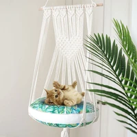 bohemian handwoven cotton tapestry pet hammock swing bed macrame for cat dog bedroom decoration wall hanging without mat