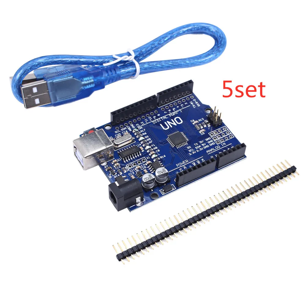 5 компл. Высокое качество один набор UNO R3 CH340G + MEGA328P Чип 16 МГц для Arduino макетная