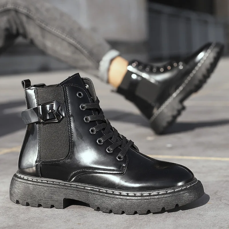 

Fashion High-Top Men Martin Boots Leather Motorcycle Boots Winter Men Casual Shoes Cuople Outdoor Walking Shoes Unisex Size39-44