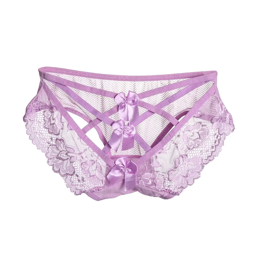 

1PC Sexy Women Lace Hollow Panties Bowknot Cross Bandage Knickers Bowknot G-String Briefs Breathable Intimates Underwear