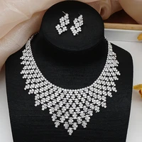 exaggerated luxury shining crystal jewelry sets sparkling geometric full rhinestone necklace earrings wedding party jewelry