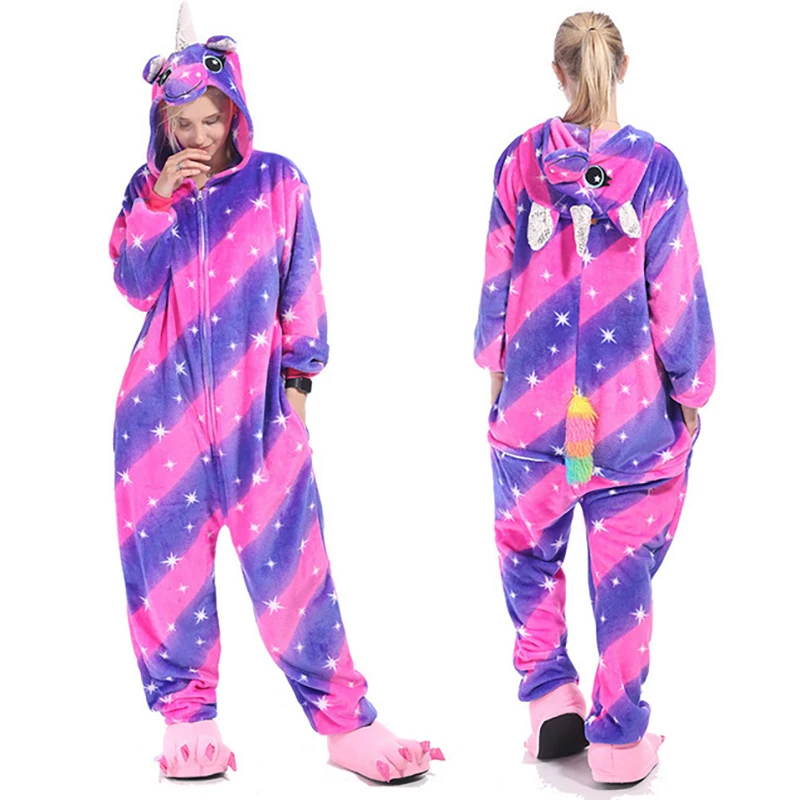 Пижамы с единорогом Семейные комбинезоны для мамы и дочки новое теплое