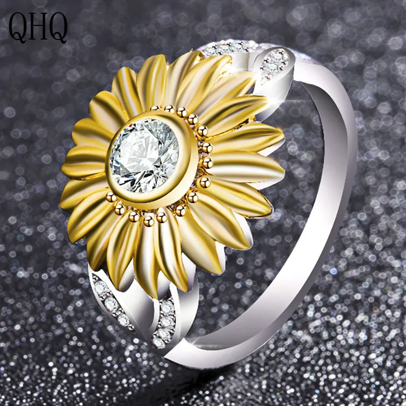 QHQ flower zirconia finger ring jewelry accessories wedding rings diamond pearl natural stone crystal gifts jewellery bohemia | Украшения и