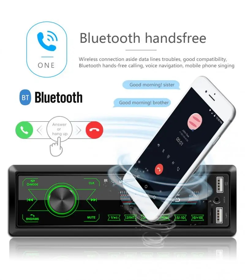 Bluetooth стерео аудио радио MP3 плеер 1 Din USB разъём подачи внешнего сигнала AUX-in