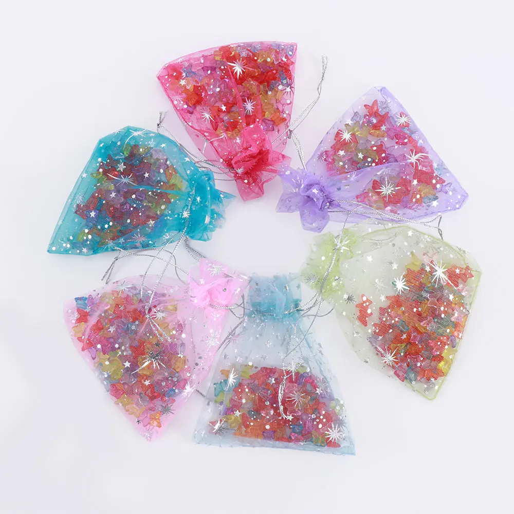 

50pcs/Bag High Quality Fashion Star Organza Bag 9x12cm Exquisite Jewelry Packaging Organza Drawstring Gift Bag