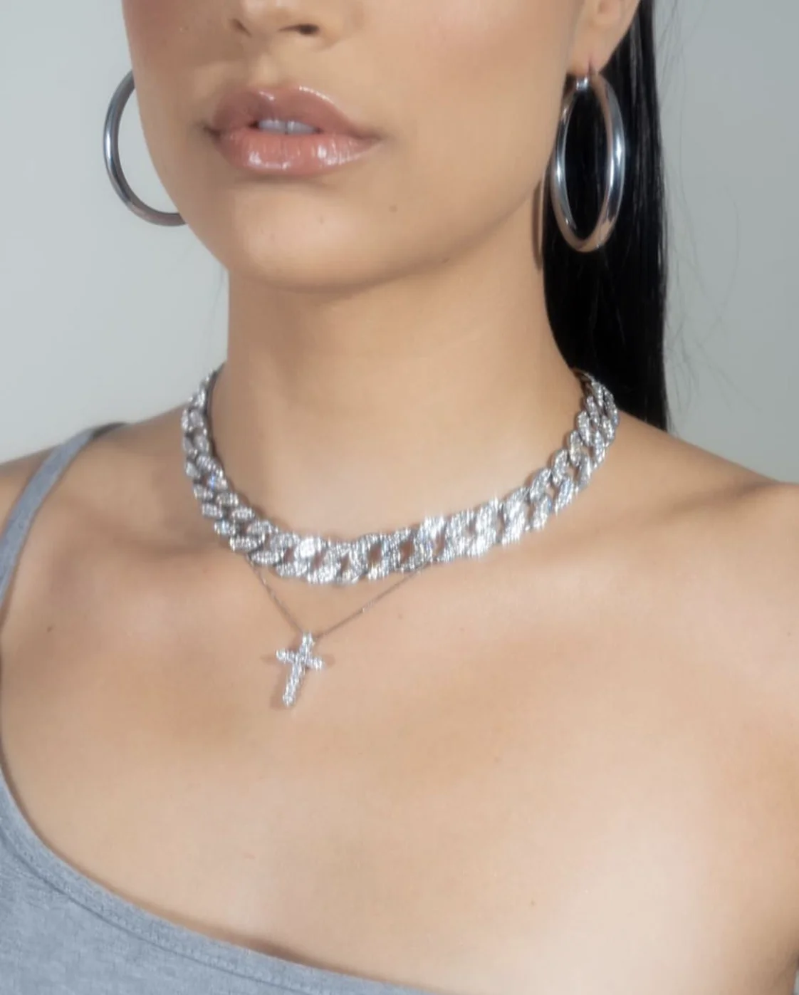 Ожерелье ручной работы из кубинской цепи Майами для мужчин и женщин сверкающее