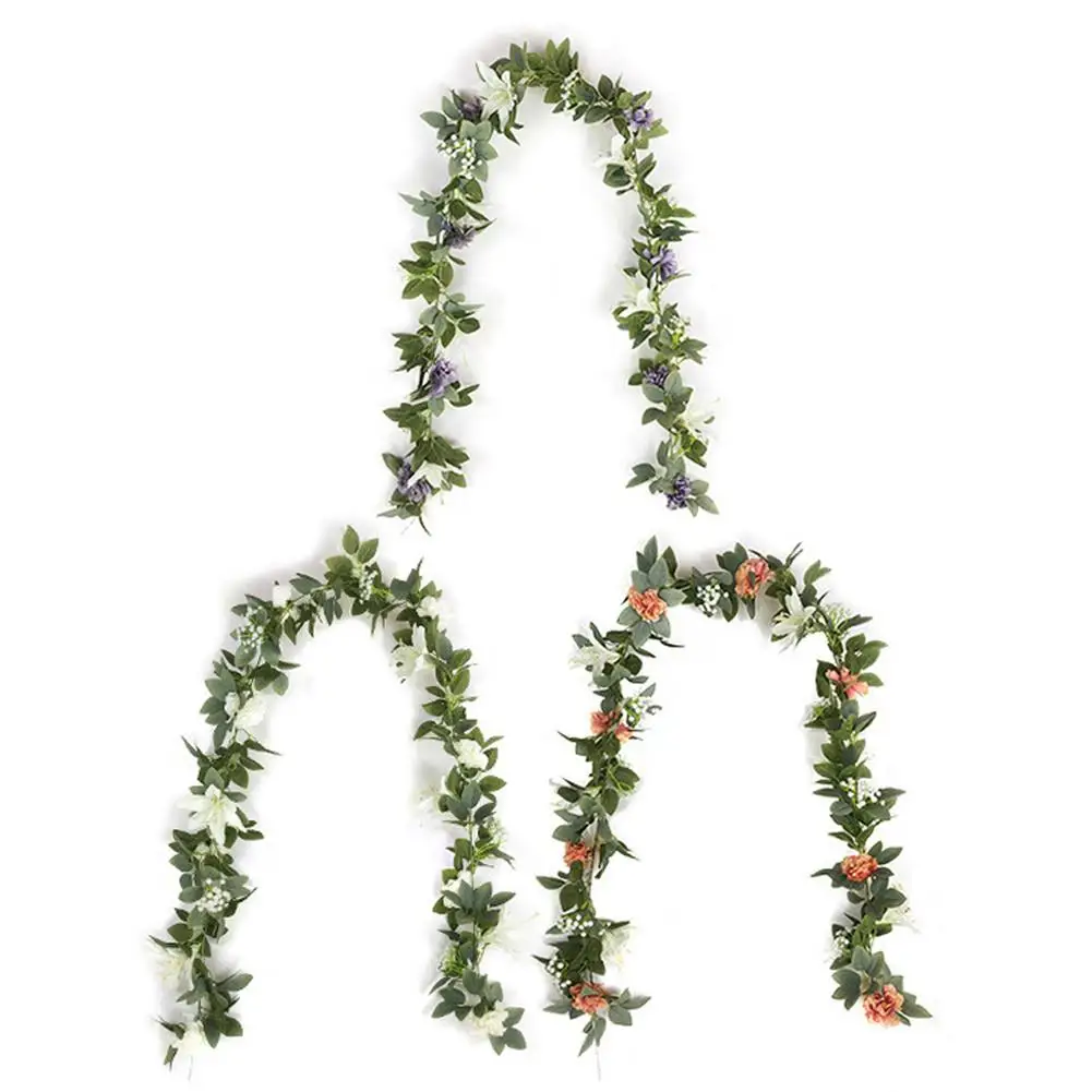 Искусственные эвкалиптовые гирлянды лозы с гвоздиками Лилия babysvish для свадебной