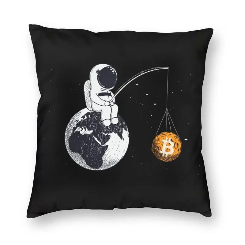 

Квадратная наволочка с рисунком космоса биткоина астронавта рыбалки BTC Hodl Space криптовалюты наволочка для детской подушки Чехол домашний де...